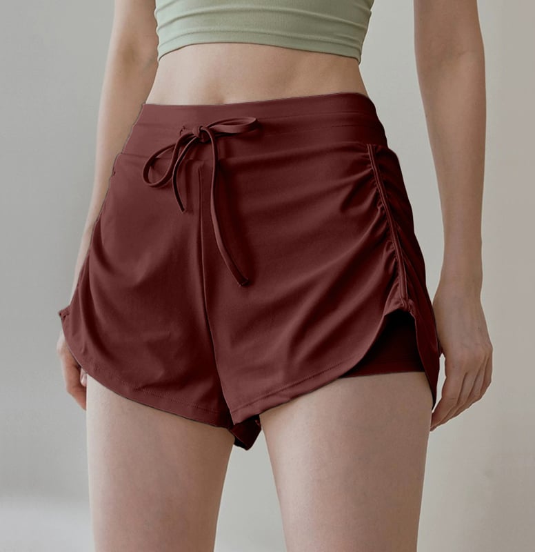 Sieviešu sporta šorti ar augstu jostu un šņori, 3/4 garums, necaurlaidīgi, 80% neilons + 20% spandeks