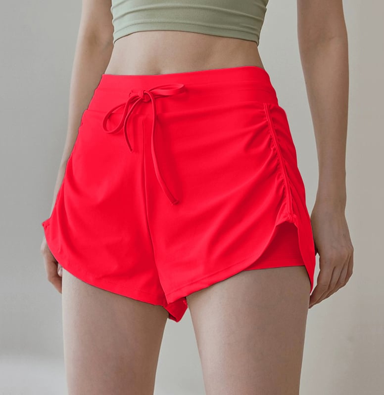 Sieviešu sporta šorti ar augstu jostu un šņori, 3/4 garums, necaurlaidīgi, 80% neilons + 20% spandeks