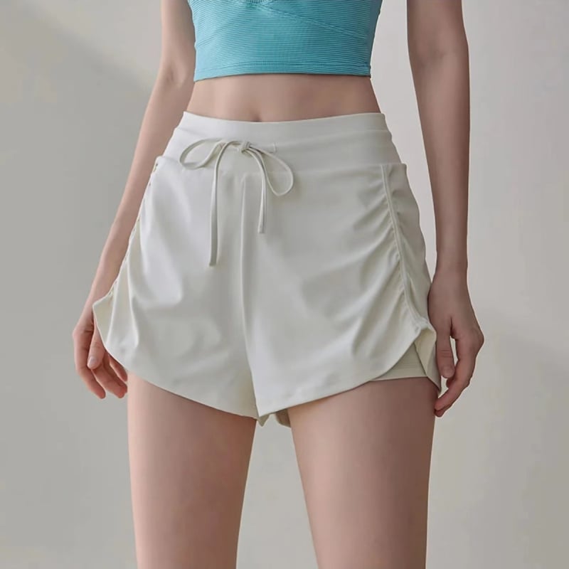 Sieviešu sporta šorti ar augstu jostu un šņori, 3/4 garums, necaurlaidīgi, 80% neilons + 20% spandeks