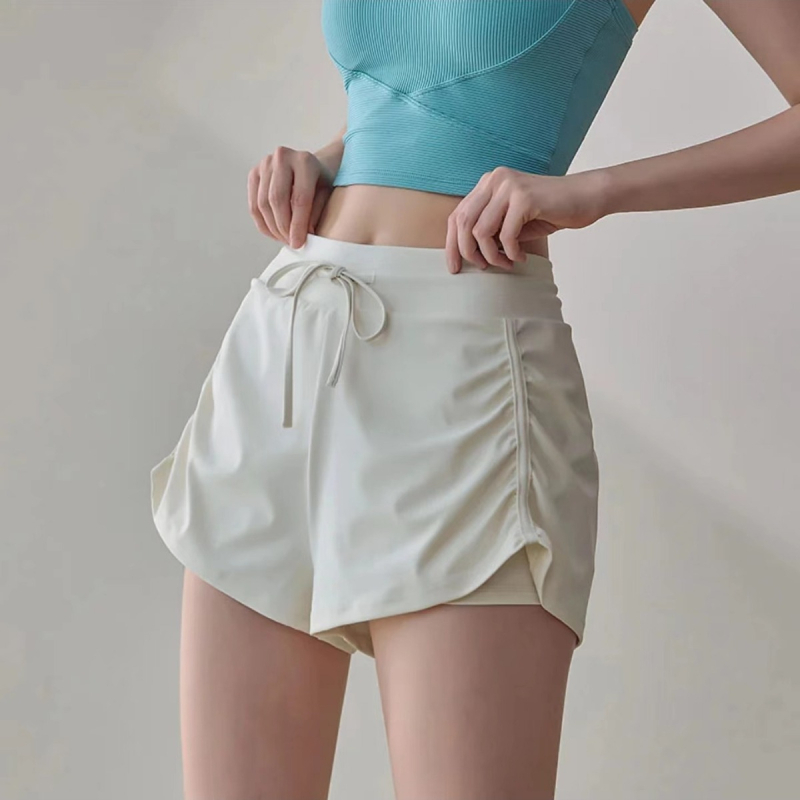 Sieviešu sporta šorti ar augstu jostu un šņori, 3/4 garums, necaurlaidīgi, 80% neilons + 20% spandeks