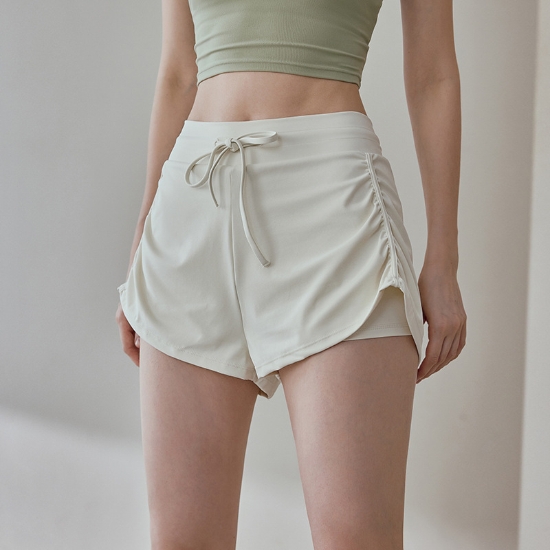 Sieviešu sporta šorti ar augstu jostu un šņori, 3/4 garums, necaurlaidīgi, 80% neilons + 20% spandeks