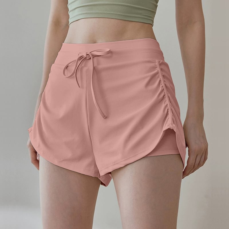 Sieviešu sporta šorti ar augstu jostu un šņori, 3/4 garums, necaurlaidīgi, 80% neilons + 20% spandeks