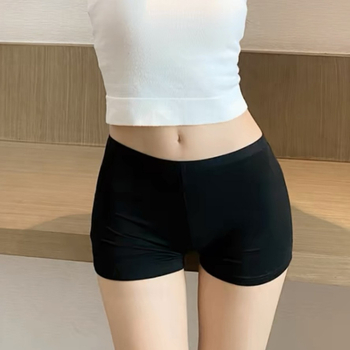 Sieviešu drošības šorti – vidukļa vidējā līmenī, anti-izliekšanās, adīti ledus zīda audumi, 75% neilons