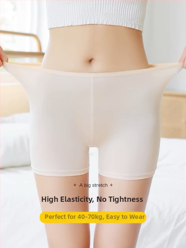 Sieviešu drošības šorti – vidukļa vidējā līmenī, anti-izliekšanās, adīti ledus zīda audumi, 75% neilons