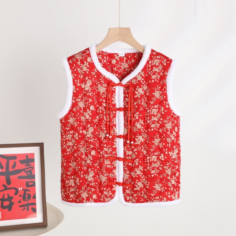 Veste ar ziedu rakstu, mākslinieciska vintage stils, V-dekolts, brīvs piegriezums, galvenais audums: poliesters 70–80%, pildījums no imitētā zīda kokvilnas