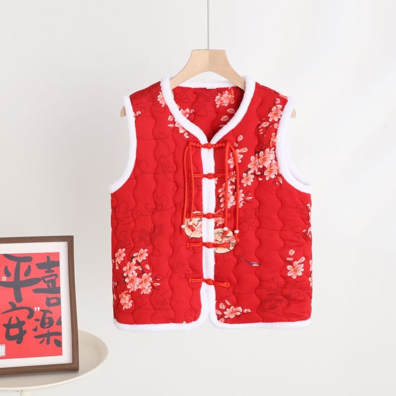 Veste ar ziedu rakstu, mākslinieciska vintage stils, V-dekolts, brīvs piegriezums, galvenais audums: poliesters 70–80%, pildījums no imitētā zīda kokvilnas