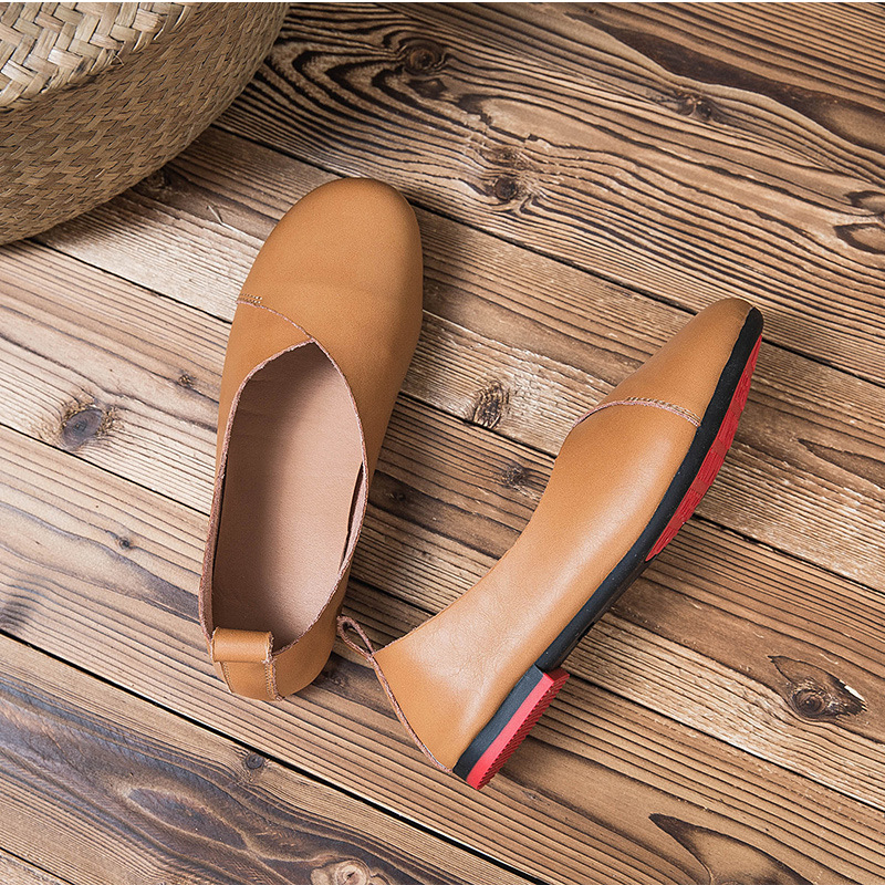 Ženske kožne cipele u retro stilu, gornji dio od dvostruke kože, okrugli vrh, niska potpetica 1-3 cm, gumeni đon, prozračnost