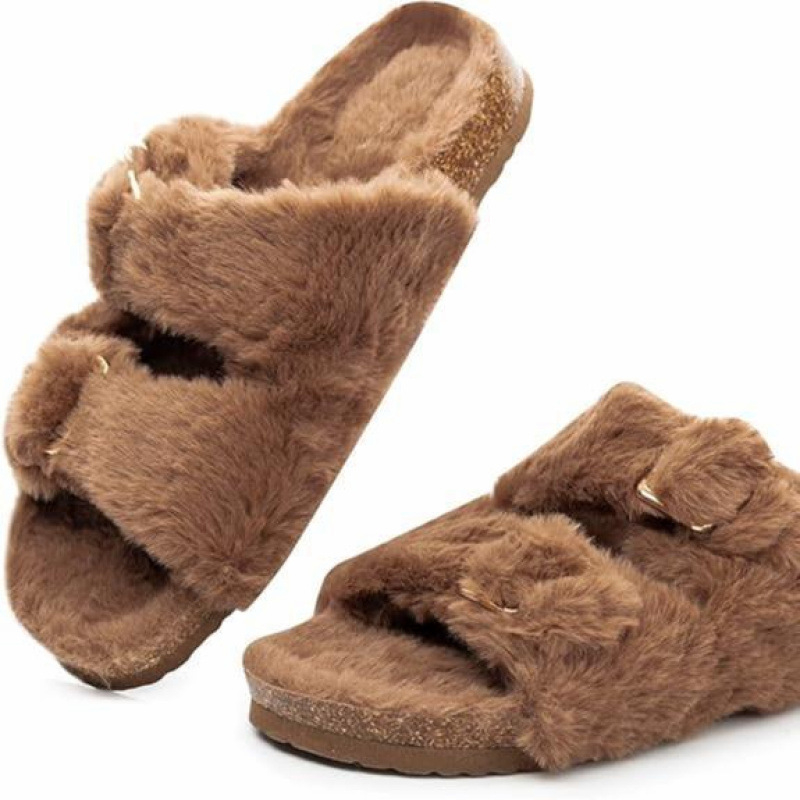 Moters pūkuotos šlepetės rudens–žiemos sezonui — viršus: Shih Tzu; padas: kanapė; pado storis: 0–3 cm; plokščias padas