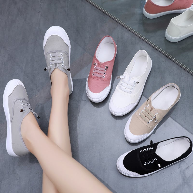 Ženske platnene tenisice, niski gornji dio, prozračne, slip-on, platnena gornja, plastična potplat
