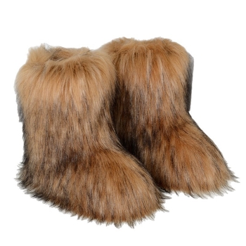 Ženske plišane zimske čizme s protukliznom gumom, topla umjetna krznena iznutra, srednja visina, okrugli vrh