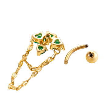 Henson Unisex nakit za pupak od nehrđajućeg čelika – srce sa cirkonom, lanac