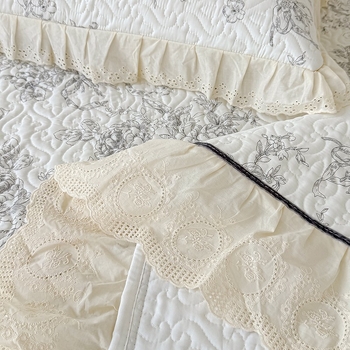Set de pat din bumbac, din patru piese, cu model plante și flori, stil minimalist, greutate 4000–4500 g/m²