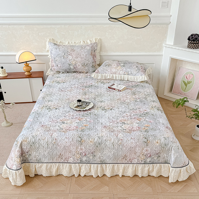 Set de pat din bumbac, din patru piese, cu model plante și flori, stil minimalist, greutate 4000–4500 g/m²