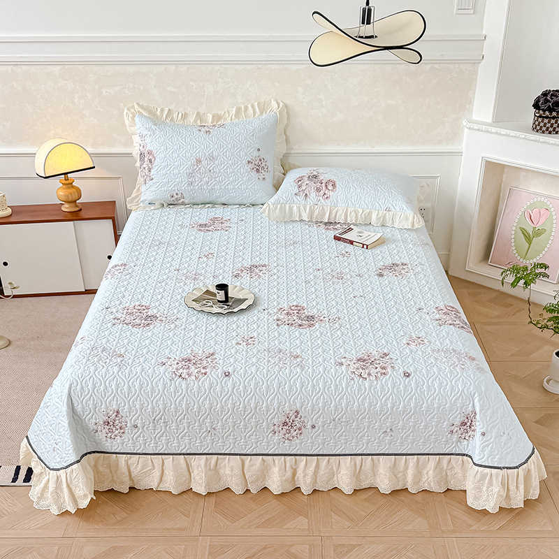 Set de pat din bumbac, din patru piese, cu model plante și flori, stil minimalist, greutate 4000–4500 g/m²