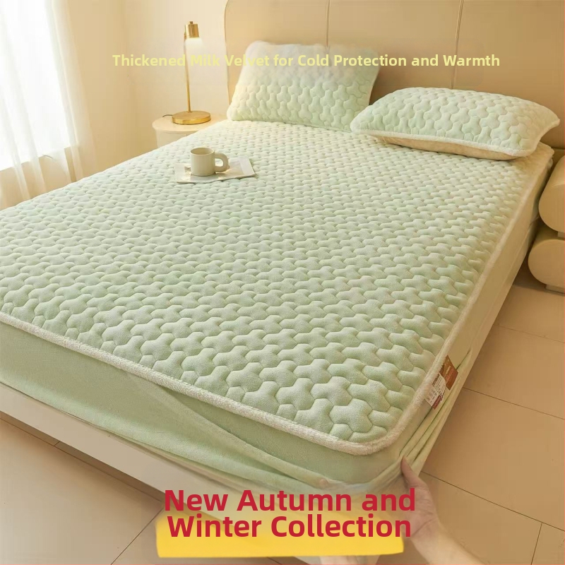 Cearșaf cu elastic din fleece de lapte, culoare solidă, margine cusută, vopsire reactivă, 1000–1500 g, stil modern minimalist