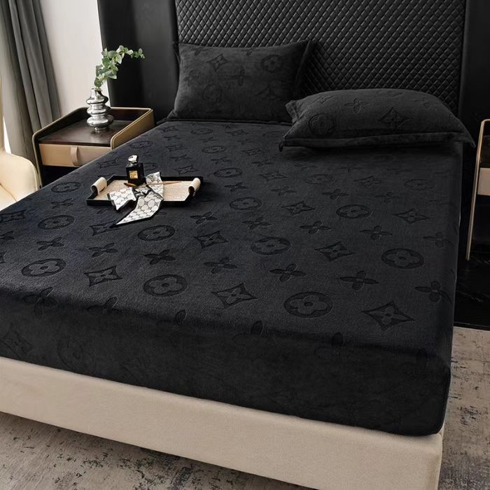 Set de acoperire pat din catifea lapte, 3 piese, imprimare reactive, cusut, personalizabil, stil modern minimalist