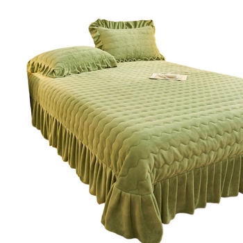 Set de pat din catifea poliesterică, culoare solidă, vopsire pe fir, iarnă, stil coreean