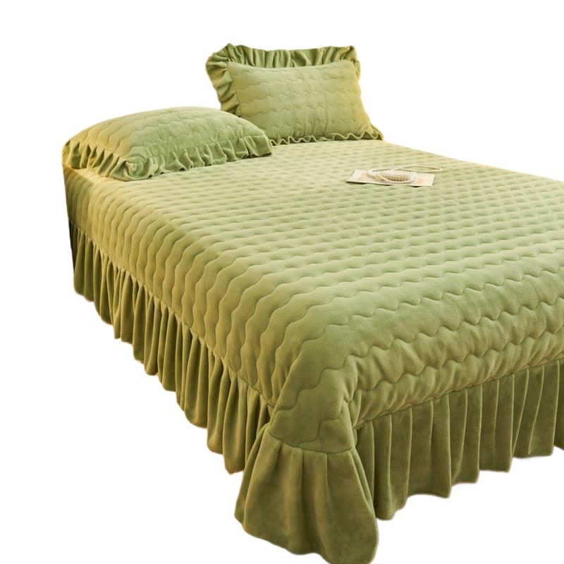 Set de pat din catifea poliesterică, culoare solidă, vopsire pe fir, iarnă, stil coreean