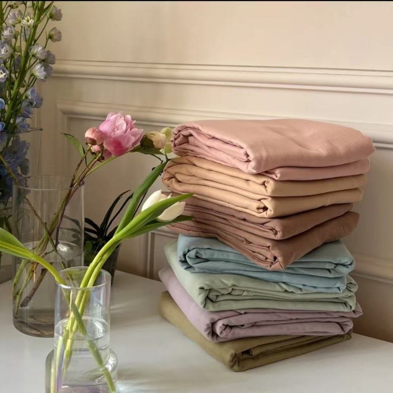 Lenjerie de pat cu elastic, din bumbac 100%, model solid, imprimare și vopsire reactive, densitatea țesăturii 133x72