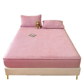 Cearșaf cu elastic din velur de lapte, quiltat, model solid, 300–500 g, iarnă, minimalist