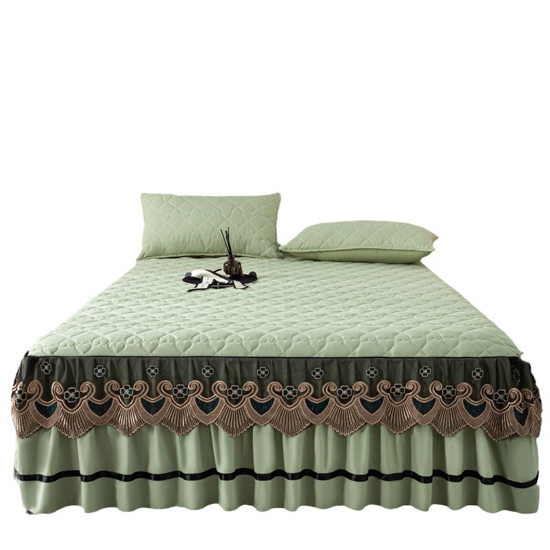 Set od tri dijela vlakna soje, prešiveni, 3-dijelni set, 1.8 m pokrivač za kreveti, čipkane posteljine 1.5 m, protuklizno, princes stil