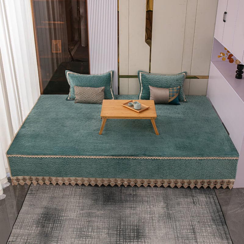 Tatami pokrivač od mliječnog velura, moderan minimalistički stil, antistatičan, protuklizni, visoka gustoća, jednobojan