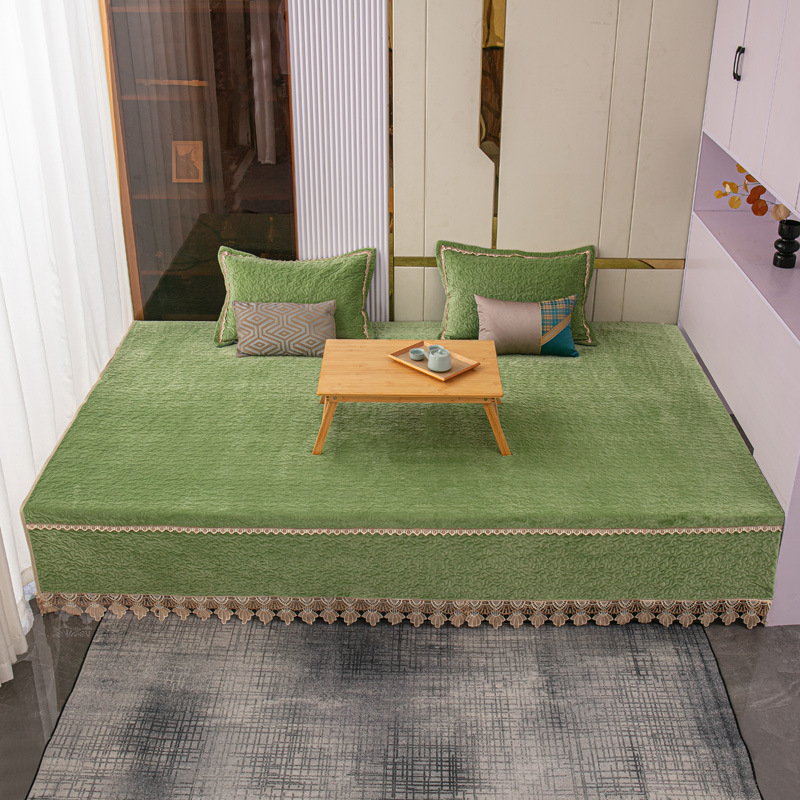 Tatami pokrivač od mliječnog velura, moderan minimalistički stil, antistatičan, protuklizni, visoka gustoća, jednobojan