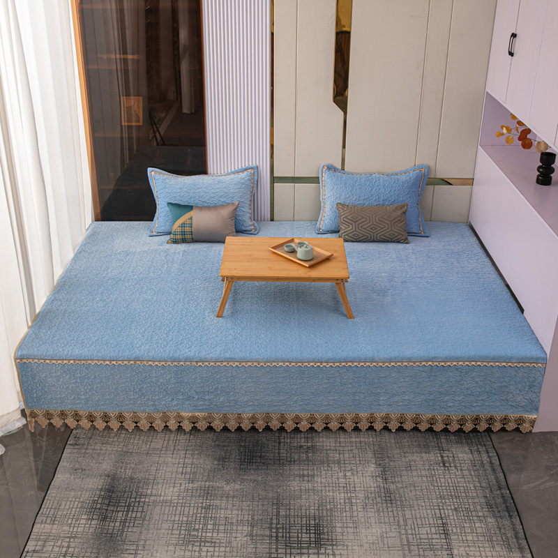 Tatami pokrivač od mliječnog velura, moderan minimalistički stil, antistatičan, protuklizni, visoka gustoća, jednobojan