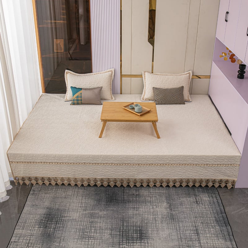 Tatami pokrivač od mliječnog velura, moderan minimalistički stil, antistatičan, protuklizni, visoka gustoća, jednobojan