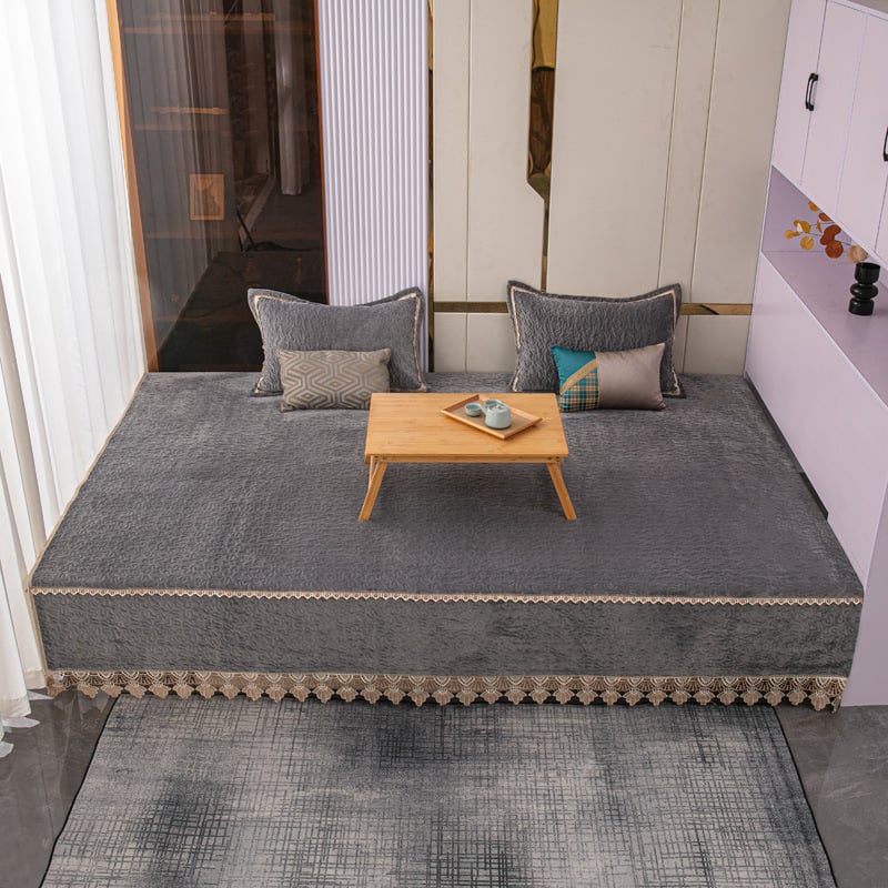 Tatami pokrivač od mliječnog velura, moderan minimalistički stil, antistatičan, protuklizni, visoka gustoća, jednobojan
