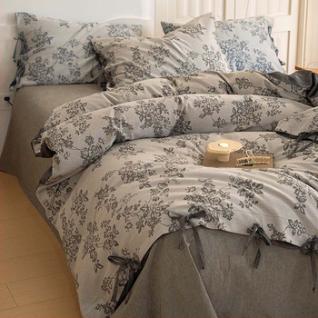 Bolanfen Četverodijelni set posteljine od Xinjianga, dvostruko Jacquard tkanje, 100% pamuk, šarena tkanina, retro cvjetni uzorak
