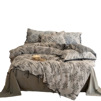 Bolanfen Četverodijelni set posteljine od Xinjianga, dvostruko Jacquard tkanje, 100% pamuk, šarena tkanina, retro cvjetni uzorak