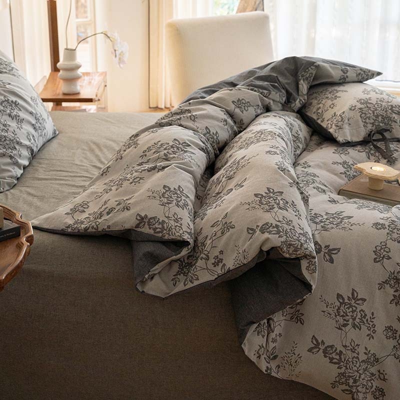 Bolanfen Četverodijelni set posteljine od Xinjianga, dvostruko Jacquard tkanje, 100% pamuk, šarena tkanina, retro cvjetni uzorak