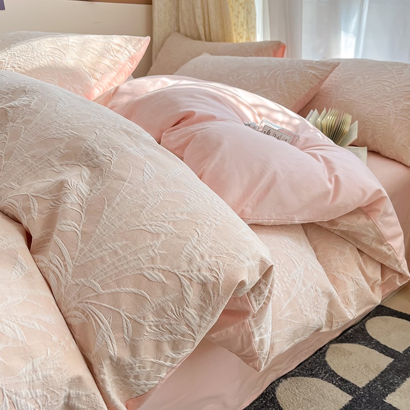 Ice Star négy részes pamut ágynemű garnitúra, jacquard szövés, reaktív nyomtatás, súly 2000–2500 g, növény- és virágminta