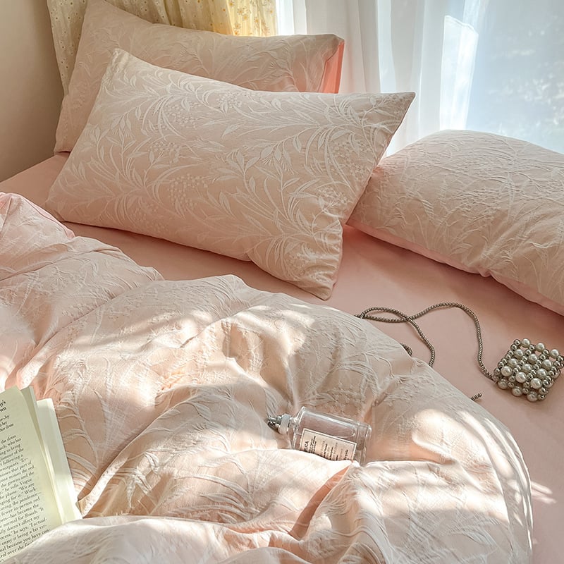 Ice Star négy részes pamut ágynemű garnitúra, jacquard szövés, reaktív nyomtatás, súly 2000–2500 g, növény- és virágminta