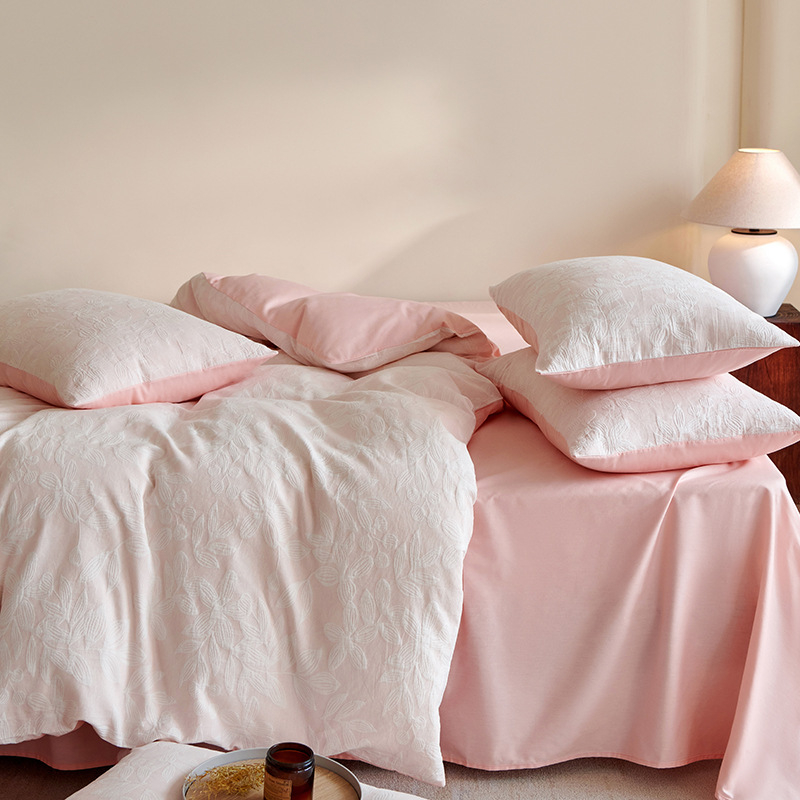 Ice Star négy részes pamut ágynemű garnitúra, jacquard szövés, reaktív nyomtatás, súly 2000–2500 g, növény- és virágminta