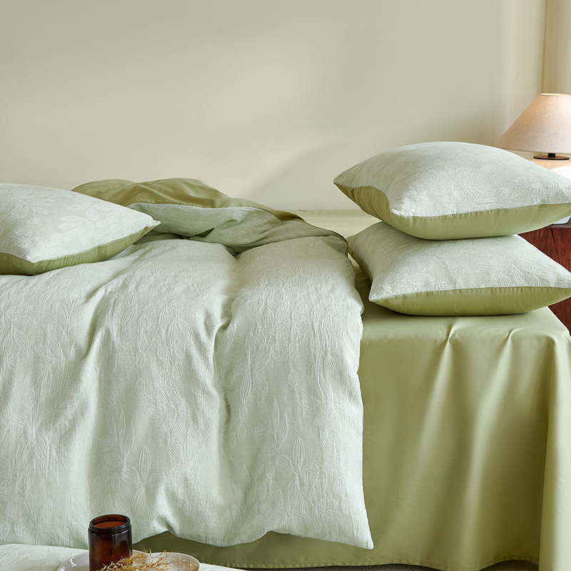 Ice Star négy részes pamut ágynemű garnitúra, jacquard szövés, reaktív nyomtatás, súly 2000–2500 g, növény- és virágminta