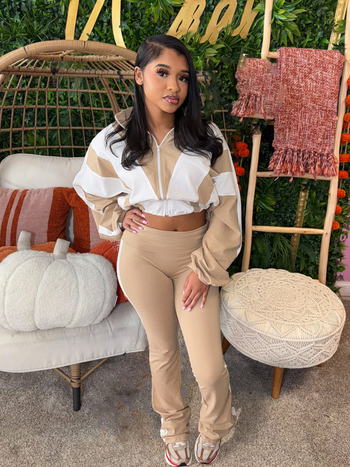 Casual kostim s kardiganom za žene — jednobojni top, poliester 95%+, spandeks <30%, dugi rukavi, jesen 2025, svjež i sladak stil