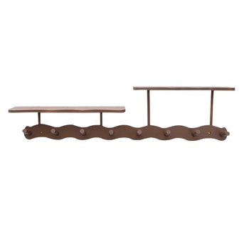 Koka sienas uzglabāšanas plaukts ar āķiem (Materiāls: Koks; Montāža: Sienas piestiprināšana; Stils: Mūsdienīgs minimalistisks; Slāņu skaits: 1)