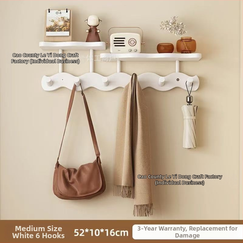 Koka sienas uzglabāšanas plaukts ar āķiem (Materiāls: Koks; Montāža: Sienas piestiprināšana; Stils: Mūsdienīgs minimalistisks; Slāņu skaits: 1)