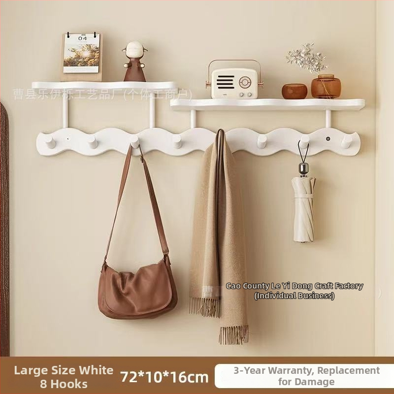 Koka sienas uzglabāšanas plaukts ar āķiem (Materiāls: Koks; Montāža: Sienas piestiprināšana; Stils: Mūsdienīgs minimalistisks; Slāņu skaits: 1)