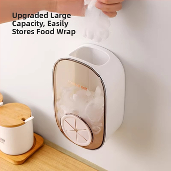 Sienas stiprināms uzglabāšanas korpuss pārtikas plēvei, PS materiāls, 2 L tilpums, putekļu izturīgs, mūsdienīgs minimālisma dizains