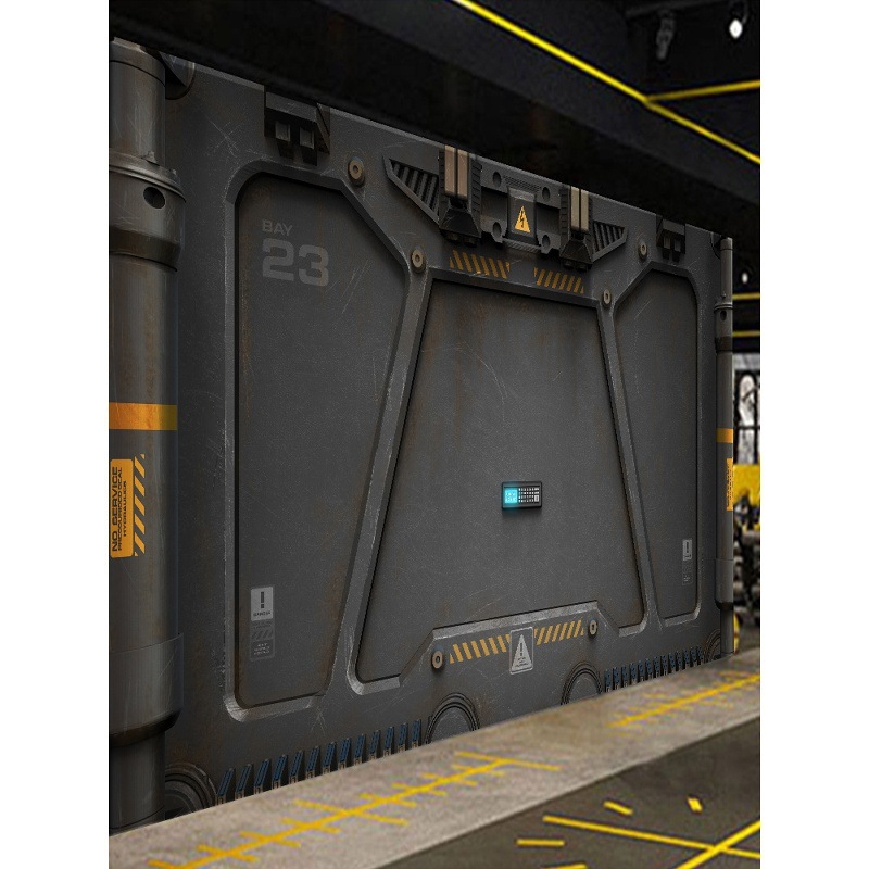 Tapeta u retro industrijskom stilu, 3D mural na zidu s mekaničkim punk motivima, VR znanstveno-fantastična slika