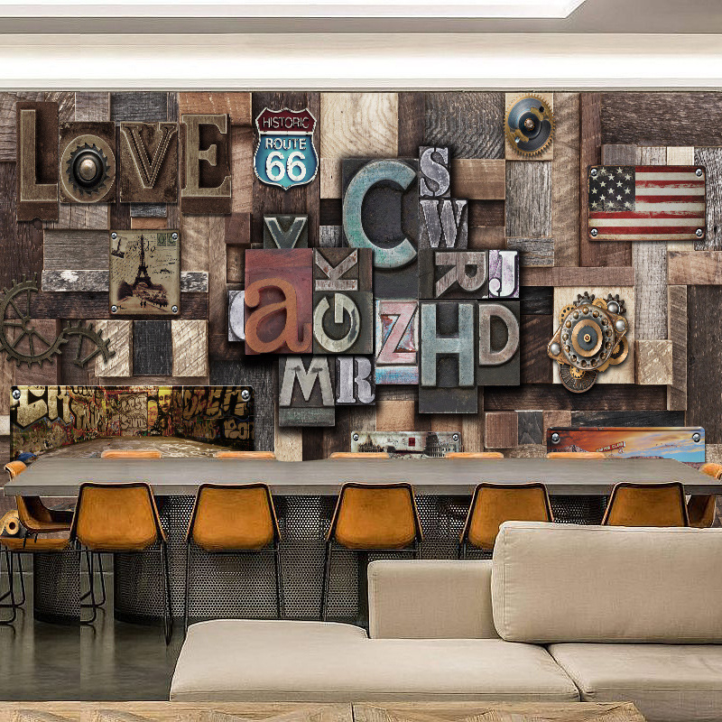 Tapeta u retro industrijskom stilu, 3D mural na zidu s mekaničkim punk motivima, VR znanstveno-fantastična slika