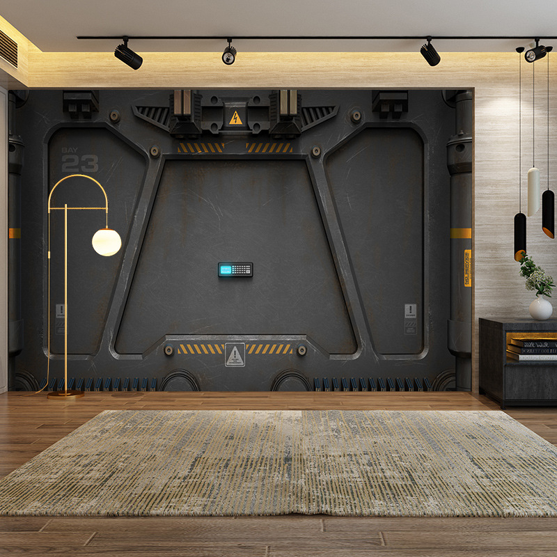 Tapeta u retro industrijskom stilu, 3D mural na zidu s mekaničkim punk motivima, VR znanstveno-fantastična slika