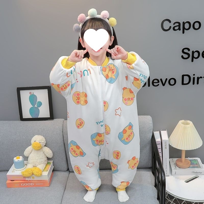 Beibi spavaća vreća za jesen/zimu, šivana, topla, s podijeljenim nogama za sprječavanje kikova, jednodijelna pidžama