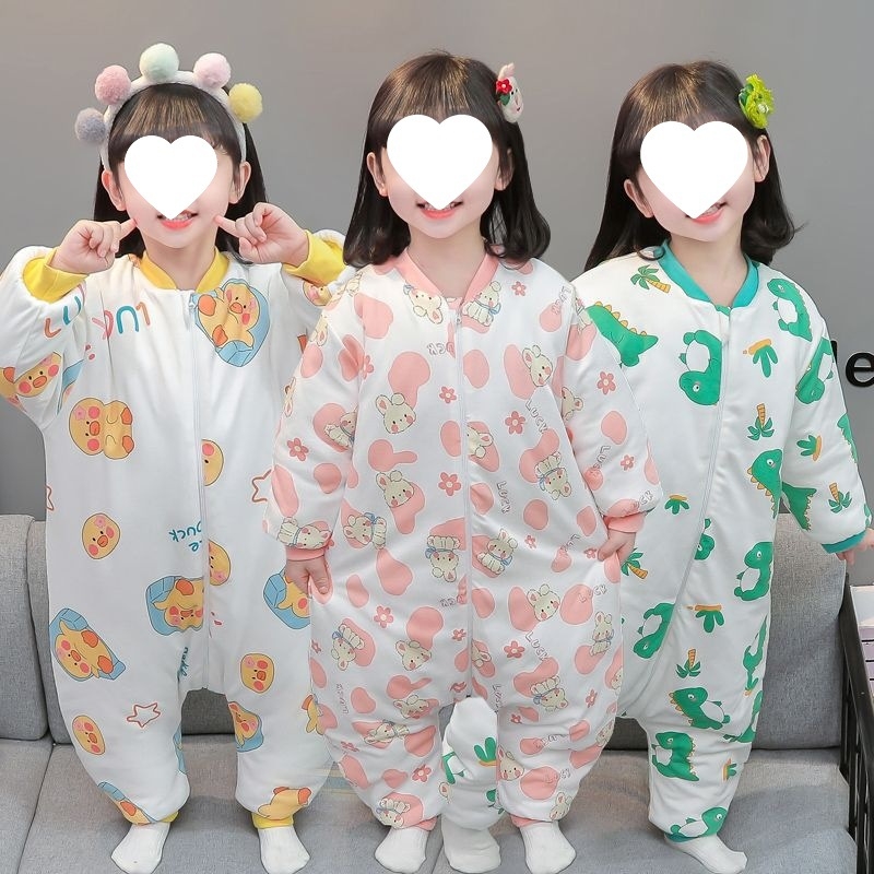 Beibi spavaća vreća za jesen/zimu, šivana, topla, s podijeljenim nogama za sprječavanje kikova, jednodijelna pidžama