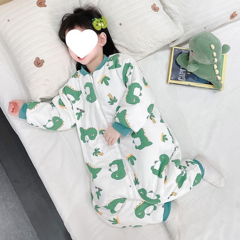 Beibi spavaća vreća za jesen/zimu, šivana, topla, s podijeljenim nogama za sprječavanje kikova, jednodijelna pidžama
