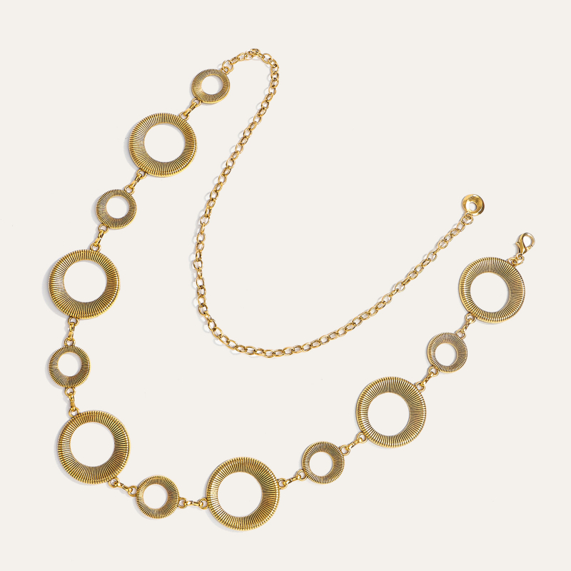 Metalni kaiš za struk s geometrijskim kružnim dizajnom, unisex, širina 2 cm (Materijal: Metal; Širina: 2 cm; Spol: Unisex; Godina/Sezona: Jesen 2025; Personalizacija: Da)