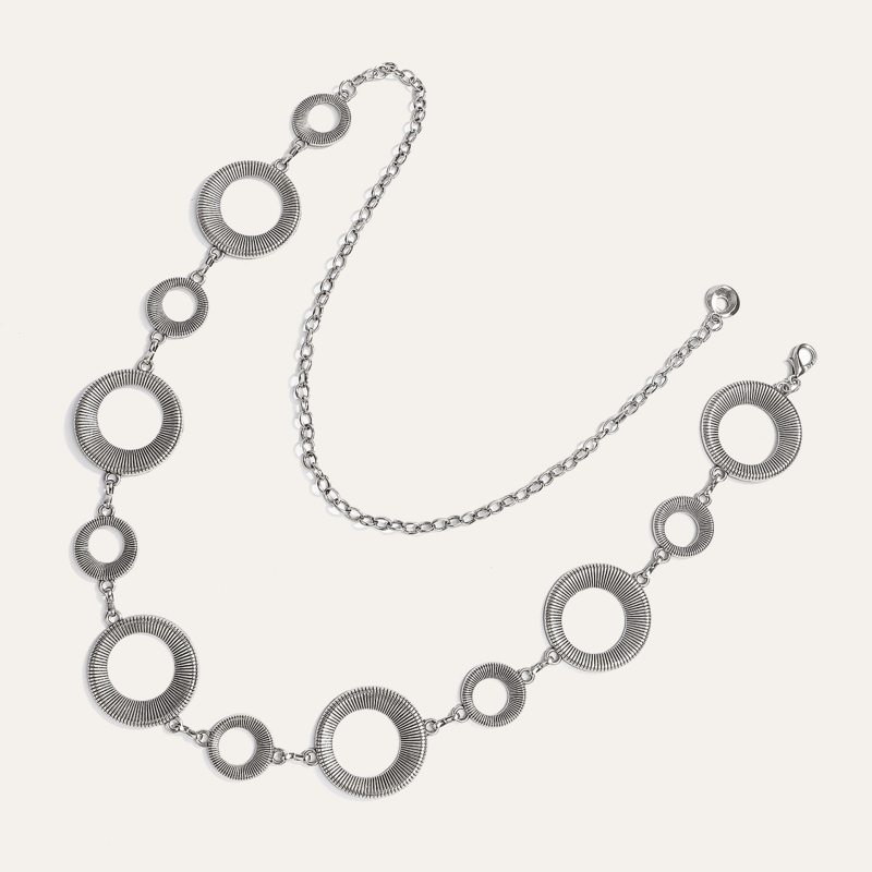 Metalni kaiš za struk s geometrijskim kružnim dizajnom, unisex, širina 2 cm (Materijal: Metal; Širina: 2 cm; Spol: Unisex; Godina/Sezona: Jesen 2025; Personalizacija: Da)